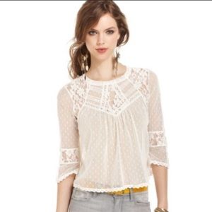 Free People Cream All Lace Babydoll Blouse